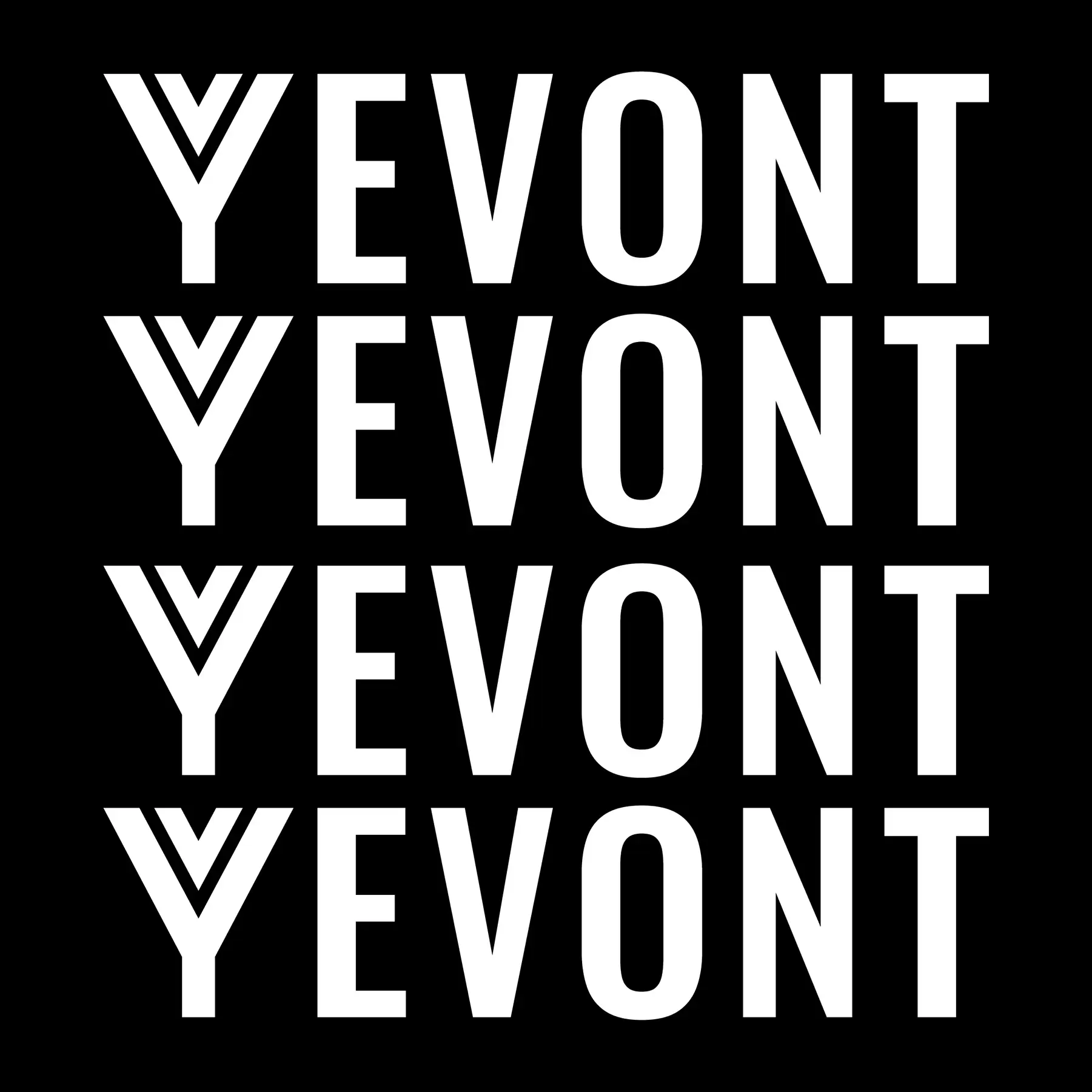 Yevont logotype repeated in white on black
