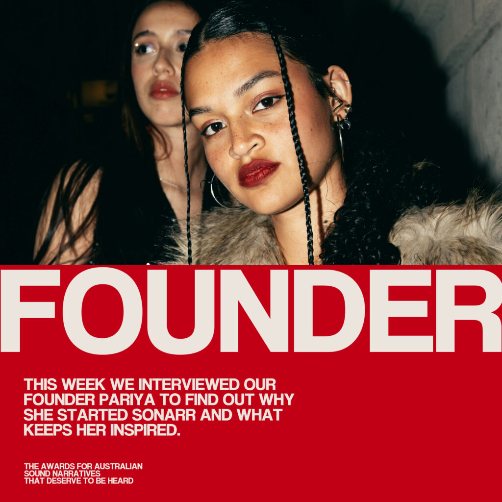 Sonarr founder feature creative in red with portrait photography
